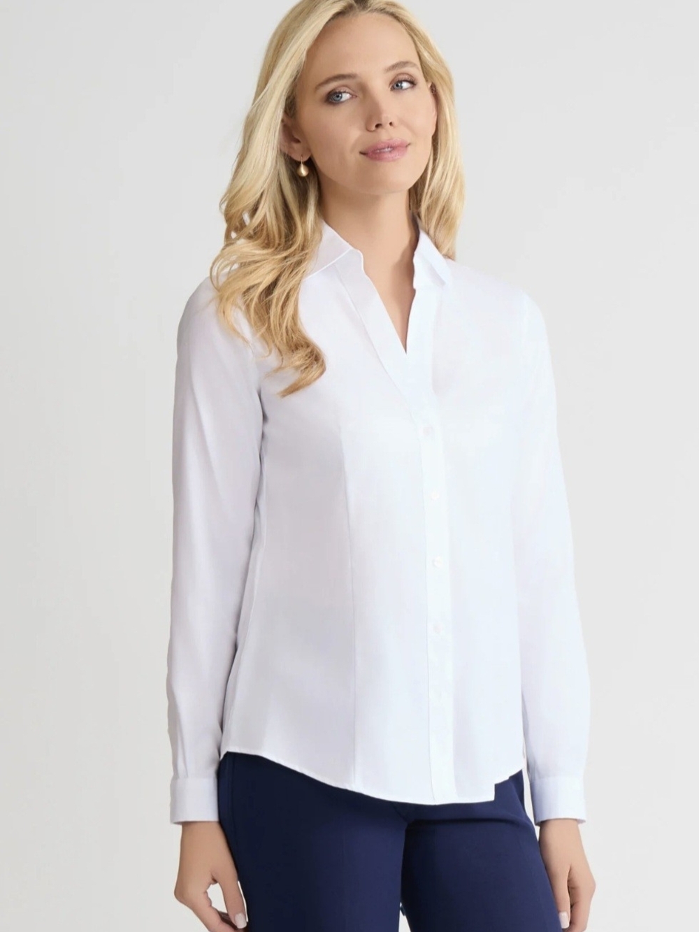 Jones NY Classic White Women's Button-Down Blouse